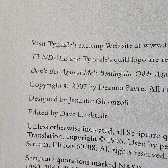 Deanna Favre "Dont Bet Against Me!" Hardcover Book, Battle Against Breast Cancer - Picture 5 of 6